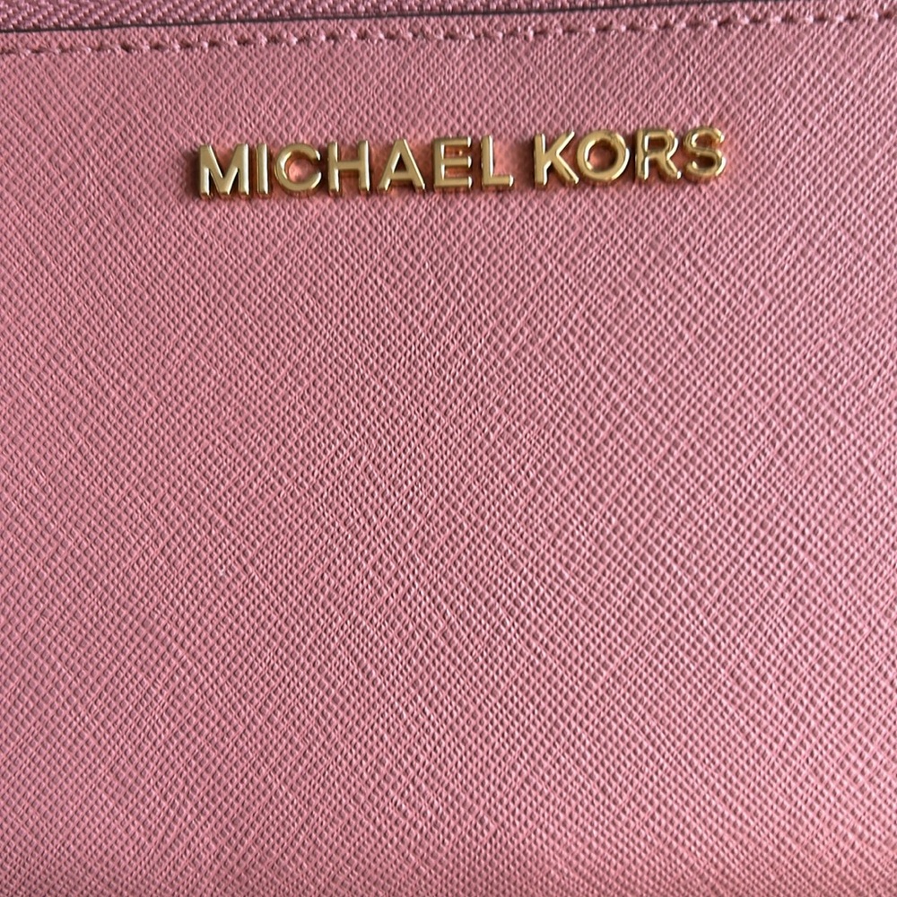 Michael Kors Pink Saffiano Zip-Around Wristlet Wallet - Picture 4 of 11